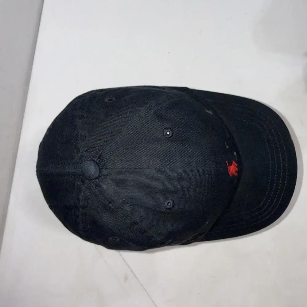 Polo Ralph Lauren Black Strapback Cap‎ Red Pony Size 4-7 Hat New With Defects